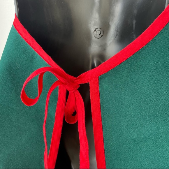 Christmas Joy Appliqué Reindeer Full Kitchen Apron Green and Red Holiday - Picture 8 of 8